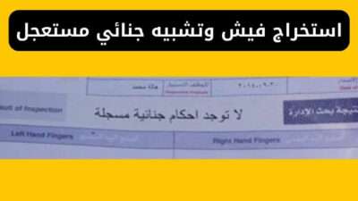 خطوات واماكن استخراج فيش وتشبيه جنائي مستعجل في نفس اليوم