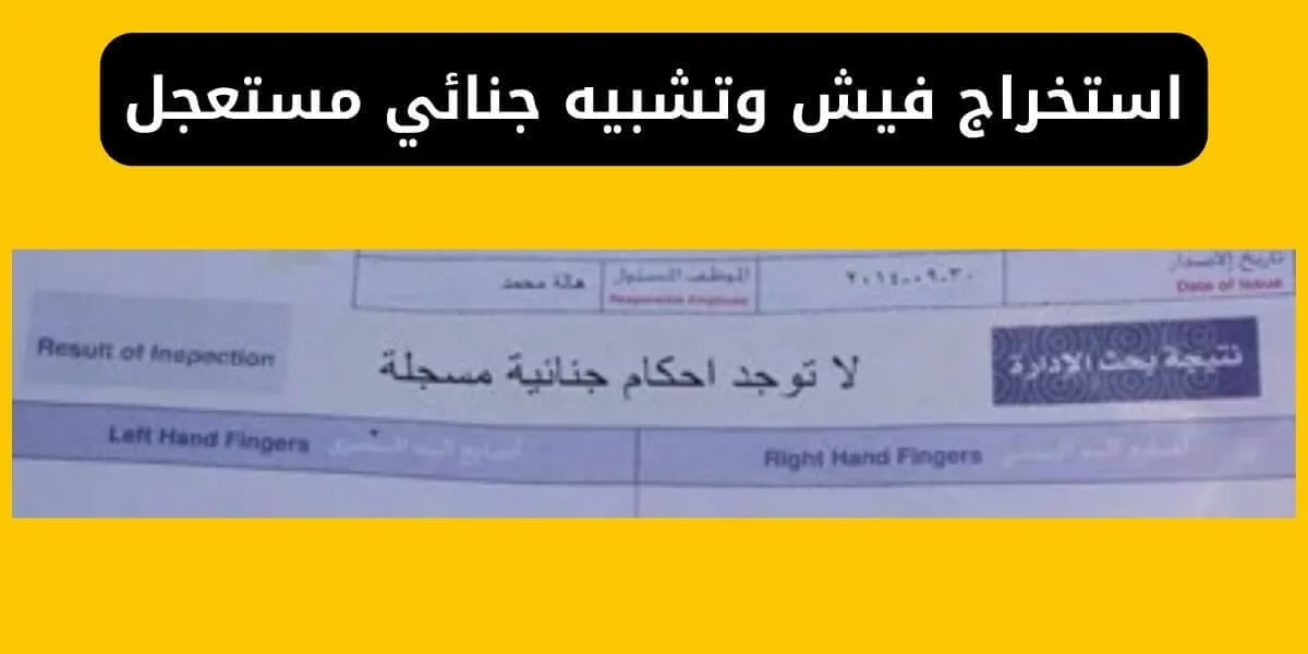 خطوات واماكن استخراج فيش وتشبيه جنائي مستعجل في نفس اليوم