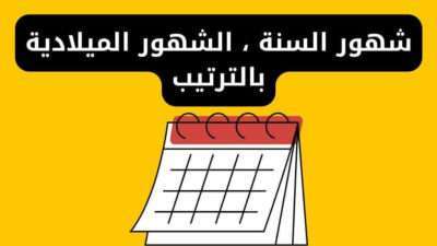 شهور السنة ، الشهور الميلادية بالترتيب