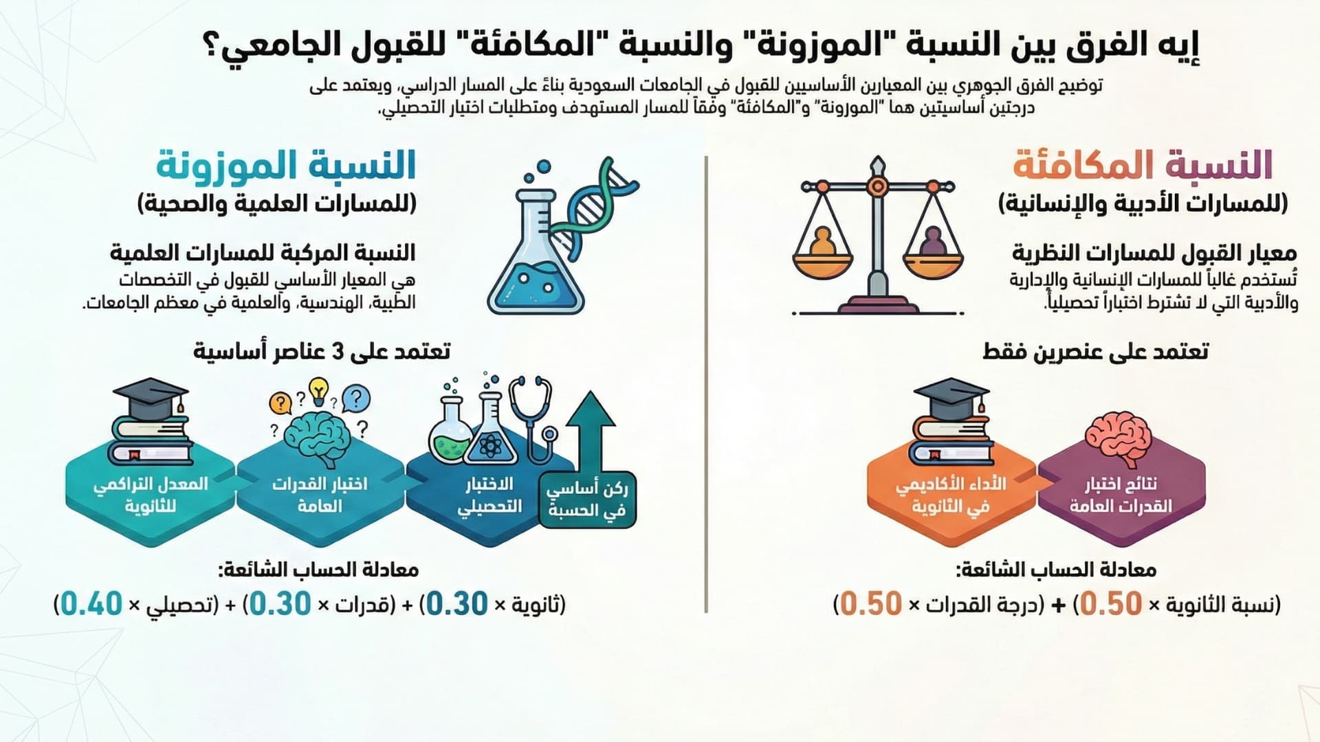 إنفوجرافيك يوضح الفرق بين الموزونة والمكافئة