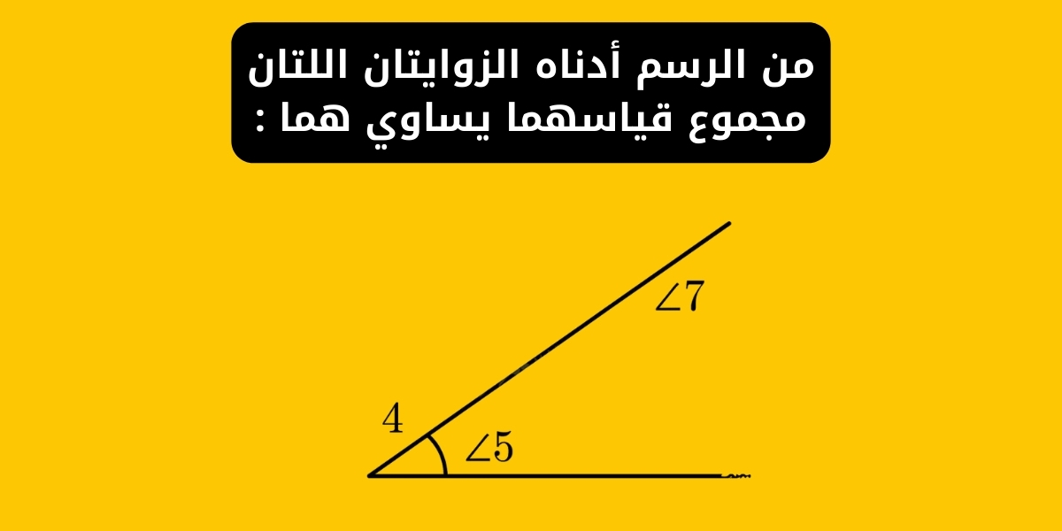 من الرسم أدناه الزوايتان اللتان مجموع قياسهما يساوي m∠7 هما